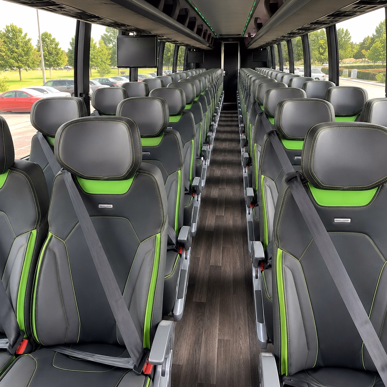 56 passenger charter bus inside